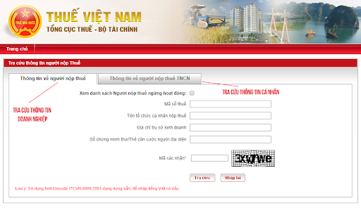 Trang thuế Việt Nam cho phép tra cứu thông tin cả thuế TNCN lẫn TNDN